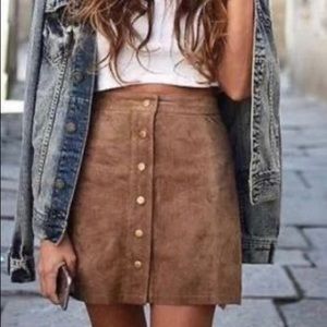 Aqua Faux Suede Mini Skirt